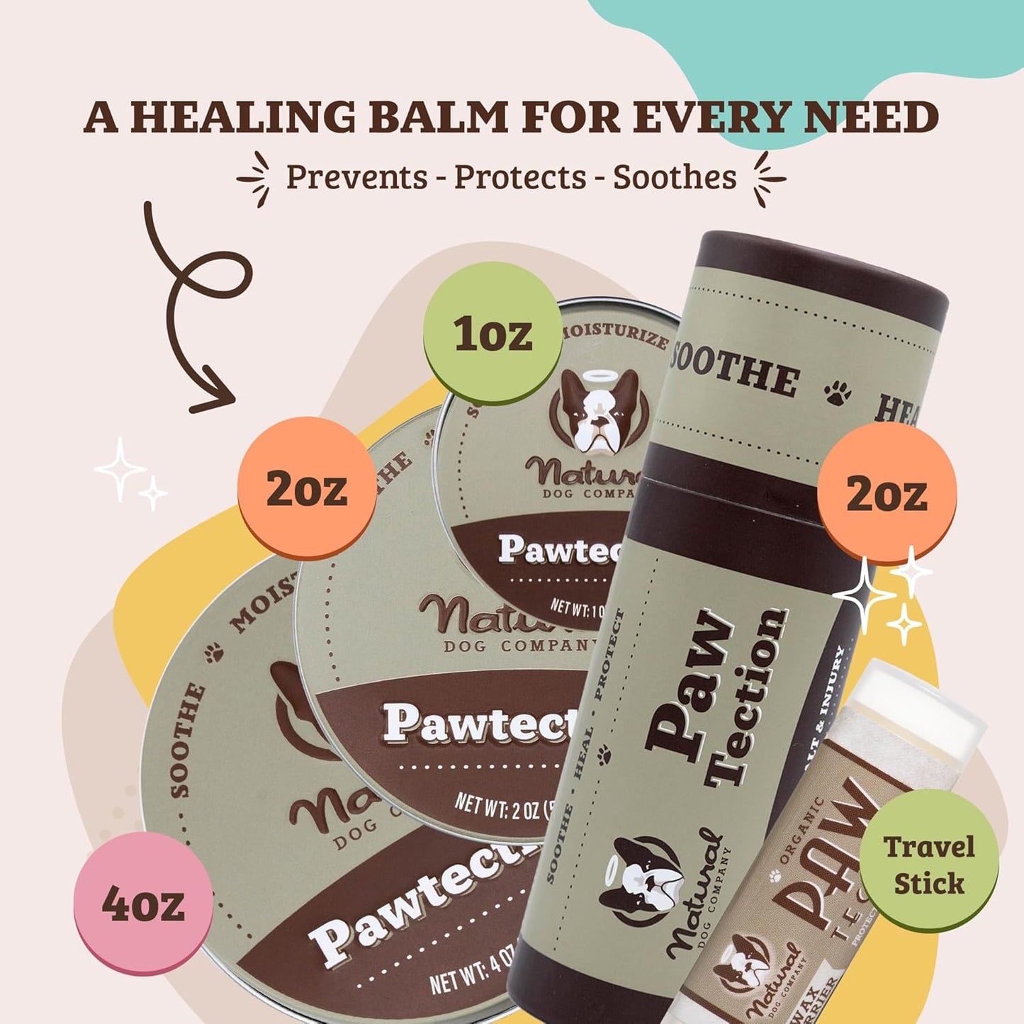 Dog Paw Protection Balm - Natural Wax, Shields Paws from Hot Pavement, Salt & Snow