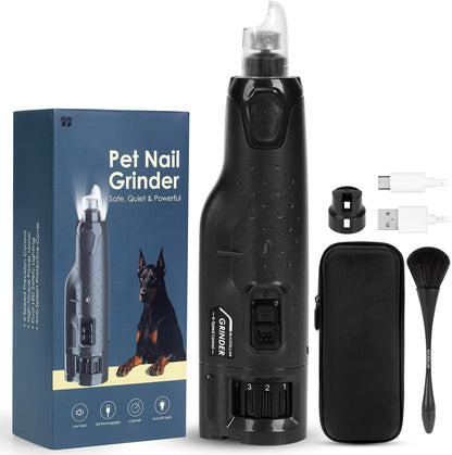 Silent Dog & Cat Nail Grinder — Painless, Stress-Free Trim (USB, 6 Speeds, LED Light)