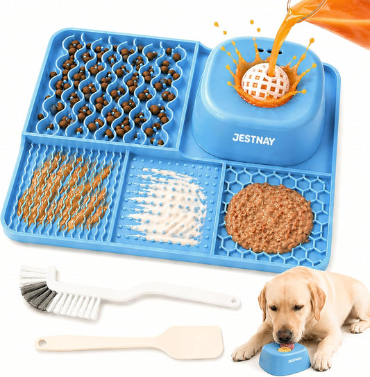 Dog Lick Mat + Slow Feeder Bowl - Calms Anxiety & Slows down Fast Eating