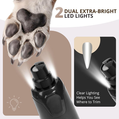 Silent Dog & Cat Nail Grinder — Painless, Stress-Free Trim (USB, 6 Speeds, LED Light)