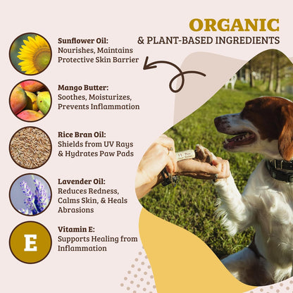 Dog Paw Protection Balm - Natural Wax, Shields Paws from Hot Pavement, Salt & Snow