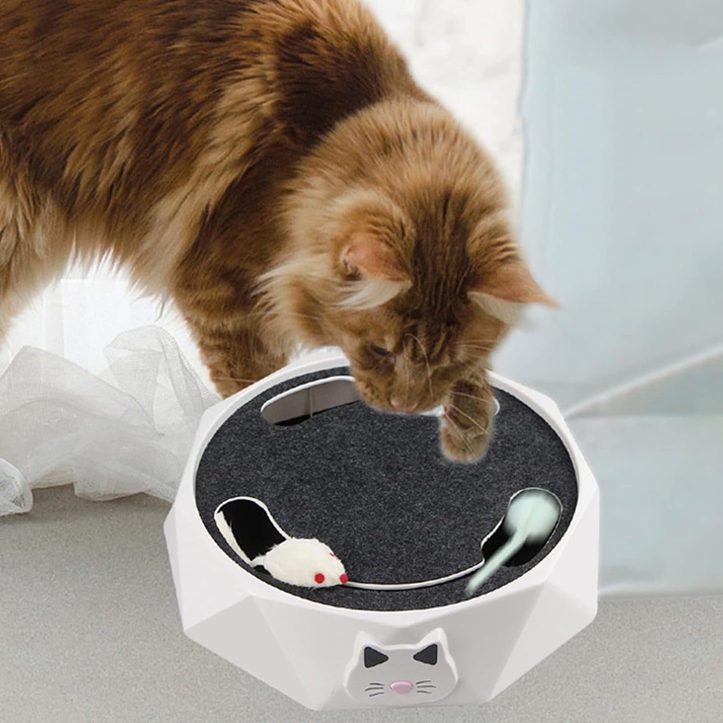 Interactive Electric Cat Turntable Toy with Adjustable Speed - Automatic Puzzle Mouse Catcher for Pets