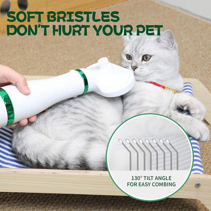 Pet Hair Dryer with Slicker Brush - 3 Heat Settings, Quiet, Dries & De-Sheds
