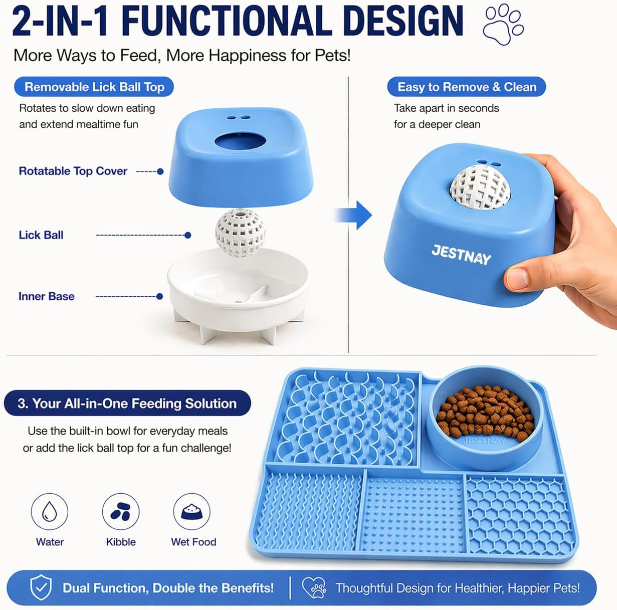 Dog Lick Mat + Slow Feeder Bowl - Calms Anxiety & Slows down Fast Eating